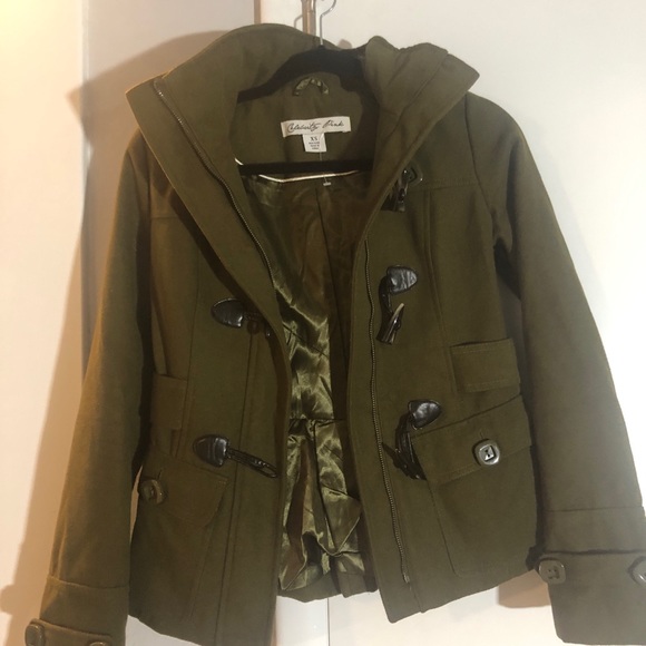 CELEBRITY PINK ARMY GREEN WOOL COAT - Picture 4 of 5